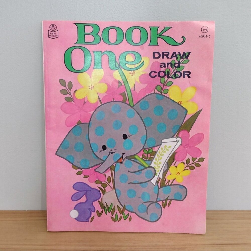 Vintage 1980s? Rand McNally Book One Draw & Color Coloring Book Elephant